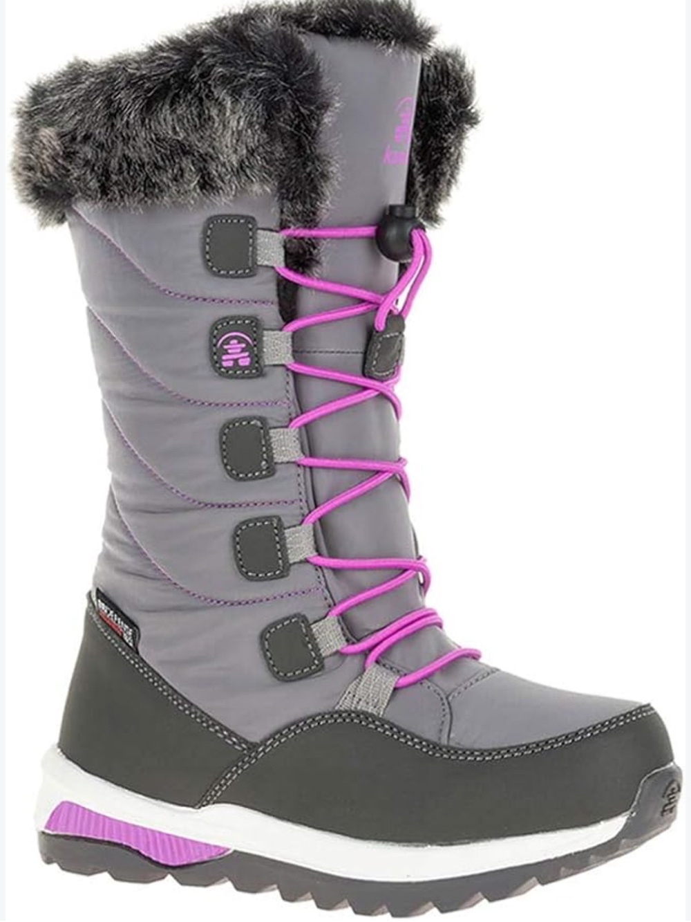 Kamik Girls Grey Winter Boots with Pink Laces